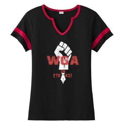 WGA Writers Guild Of America On Strike Anti AI Chatbots Ladies Halftime Notch Neck Tee