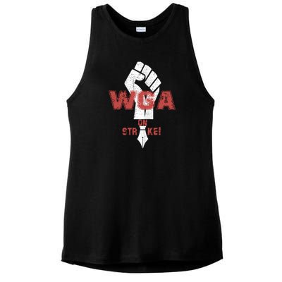 WGA Writers Guild Of America On Strike Anti AI Chatbots Ladies PosiCharge Tri-Blend Wicking Tank