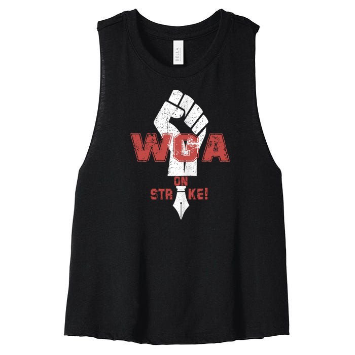 WGA Writers Guild Of America On Strike Anti AI Chatbots Women's Racerback Cropped Tank