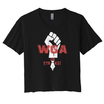 WGA Writers Guild Of America On Strike Anti AI Chatbots Women's Crop Top Tee