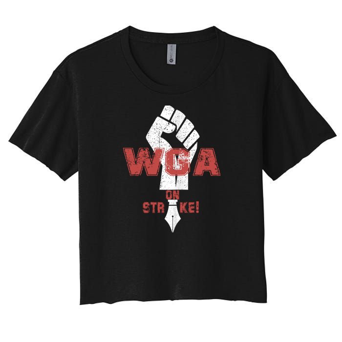 WGA Writers Guild Of America On Strike Anti AI Chatbots Women's Crop Top Tee