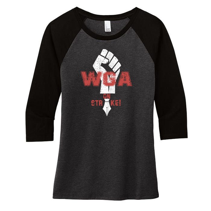 WGA Writers Guild Of America On Strike Anti AI Chatbots Women's Tri-Blend 3/4-Sleeve Raglan Shirt