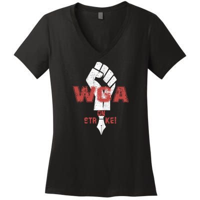 WGA Writers Guild Of America On Strike Anti AI Chatbots Women's V-Neck T-Shirt