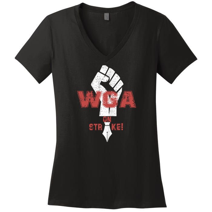 WGA Writers Guild Of America On Strike Anti AI Chatbots Women's V-Neck T-Shirt