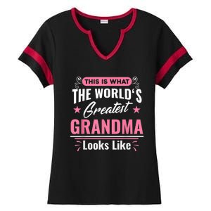 What World's Greatest Grandma Looks Like Mothers Day Ladies Halftime Notch Neck Tee