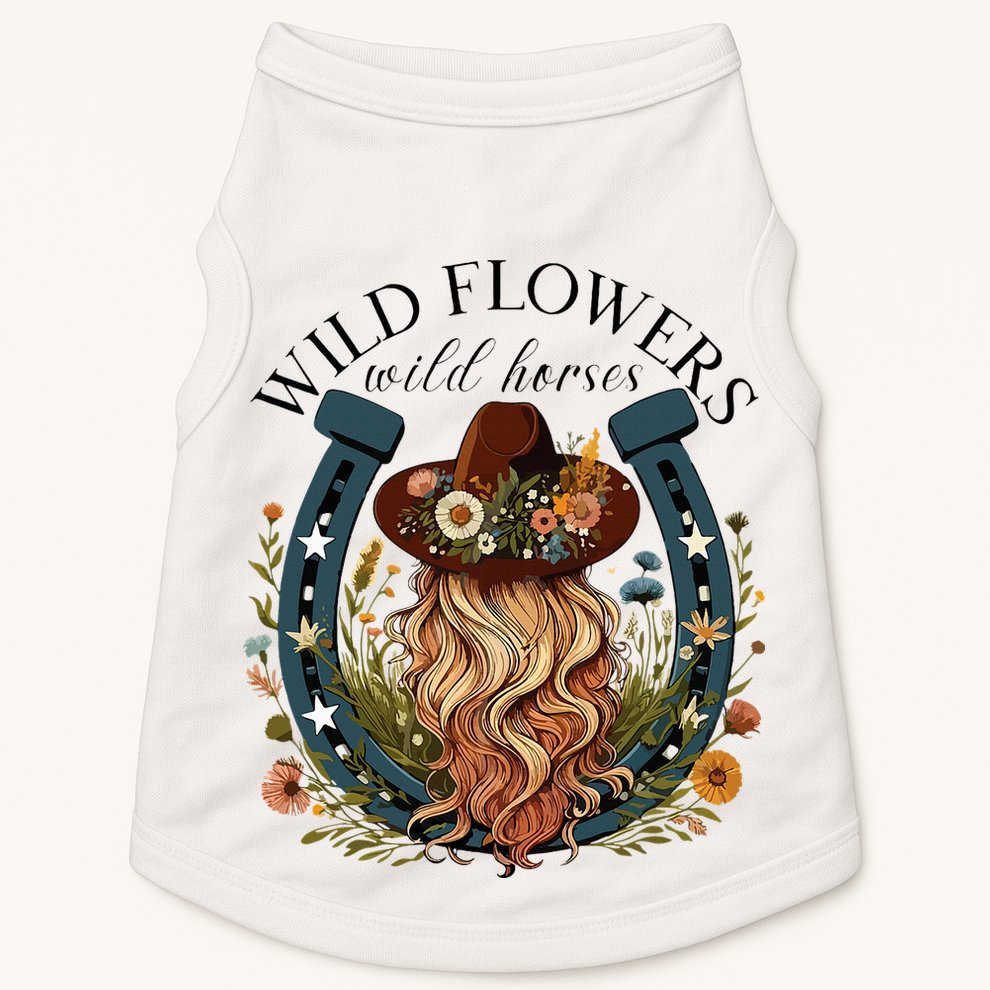 Wildflowers Wild Horses Western Boho Country Music Doggie Tank