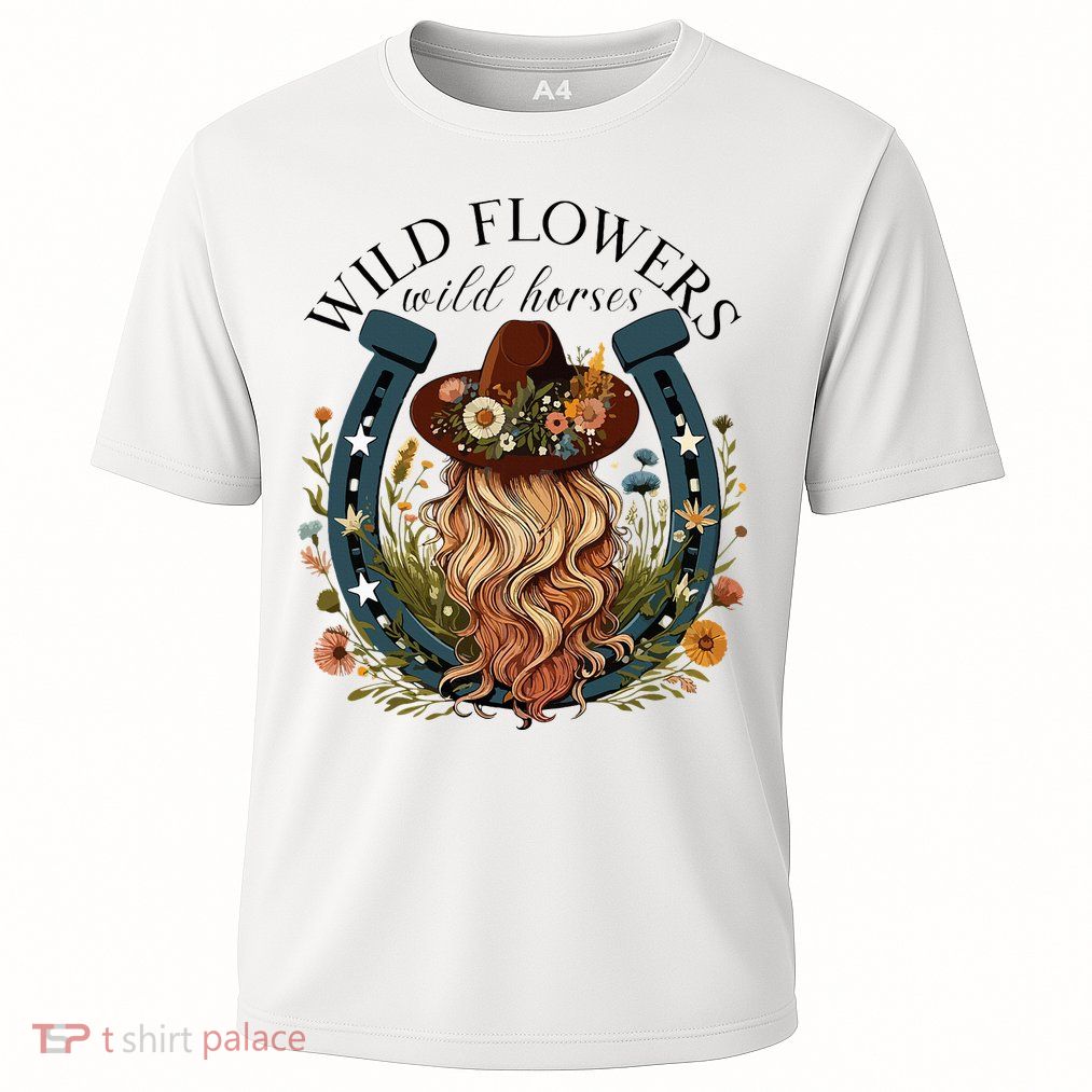 Wildflowers Wild Horses Western Boho Country Music Cooling Performance Crew T-Shirt