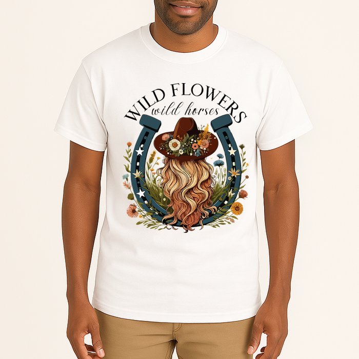 Wildflowers Wild Horses Western Boho Country Music Tall T-Shirt
