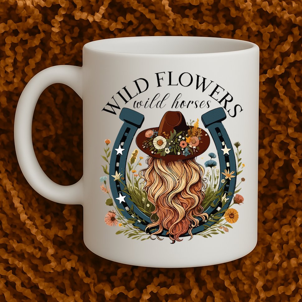 Wildflowers Wild Horses Western Boho Country Music Mug