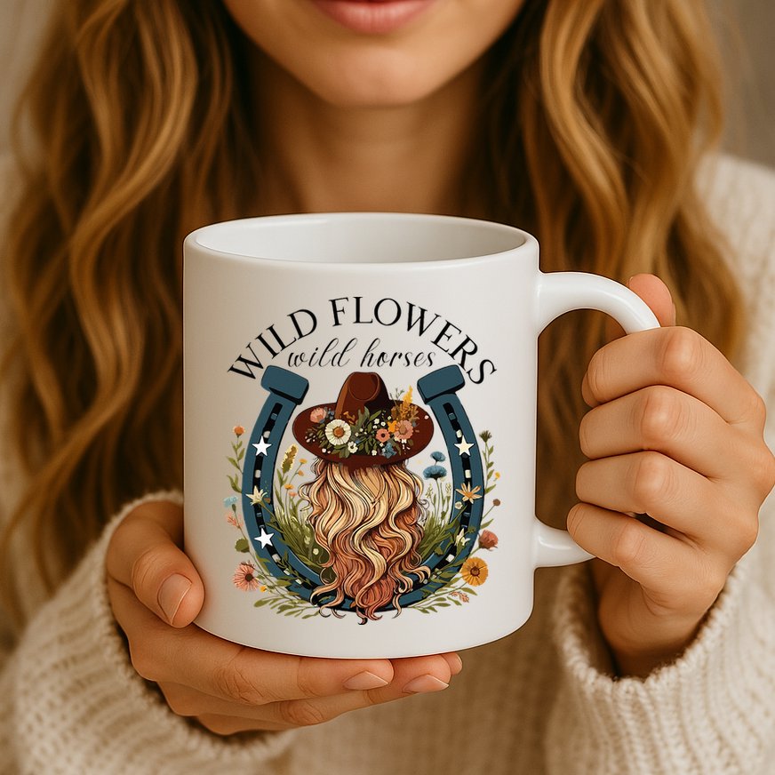Wildflowers Wild Horses Western Boho Country Music Mug