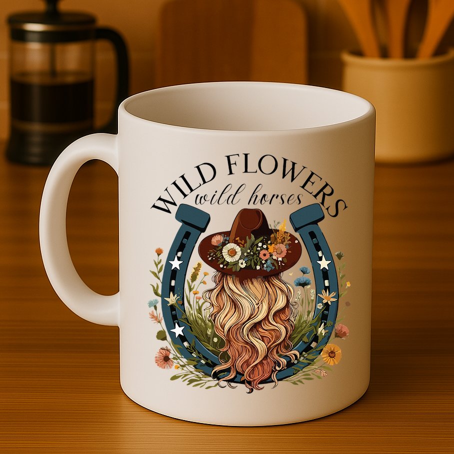 Wildflowers Wild Horses Western Boho Country Music Mug