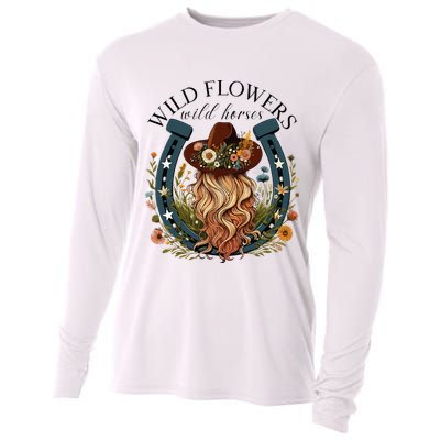Wildflowers Wild Horses Western Boho Country Music Cooling Performance Long Sleeve Crew