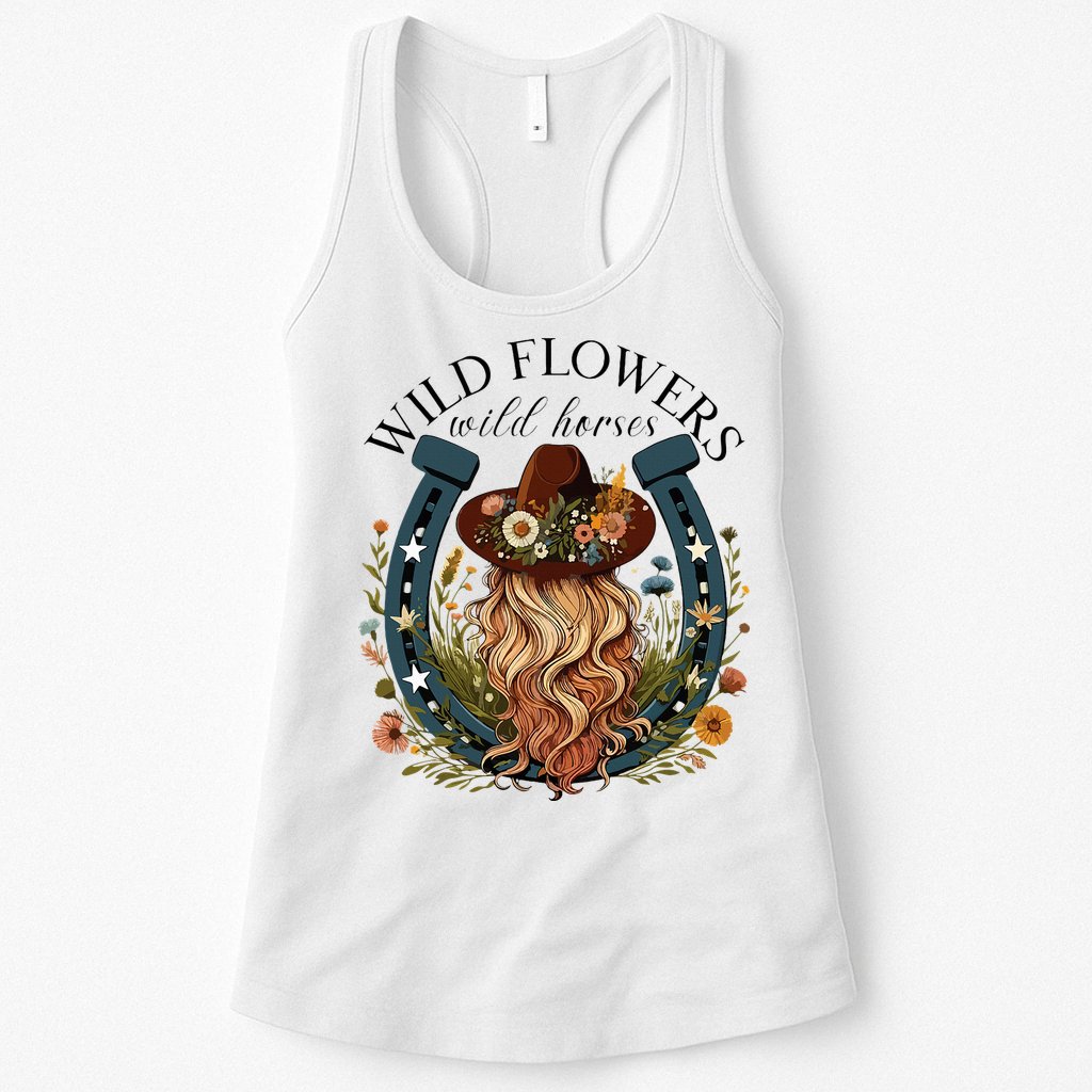 Wildflowers Wild Horses Western Boho Country Music Womens Tank Top