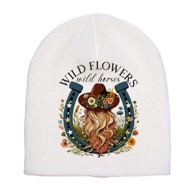 Wildflowers Wild Horses Western Boho Country Music Short Acrylic Beanie