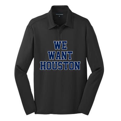 We Want Houston Silk Touch Performance Long Sleeve Polo