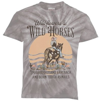 Wildflowers & Wild Horses I’M Barefoot & Bareback & Born Kids Tie-Dye T-Shirt