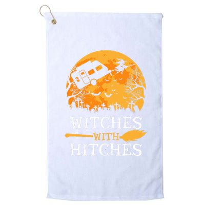 Witches With Hitches Funny Halloween Camping Gift Camper Platinum Collection Golf Towel