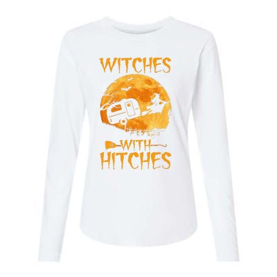 Witches With Hitches Trailer Funny Halloween Camping Womens Cotton Relaxed Long Sleeve T-Shirt