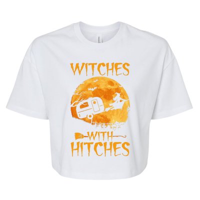 Witches With Hitches Trailer Funny Halloween Camping Bella+Canvas Jersey Crop Tee