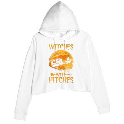 Witches With Hitches Trailer Funny Halloween Camping Crop Fleece Hoodie