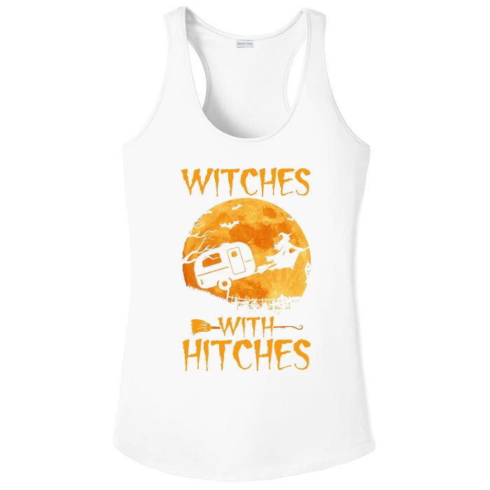 Witches With Hitches Trailer Funny Halloween Camping Ladies PosiCharge Competitor Racerback Tank