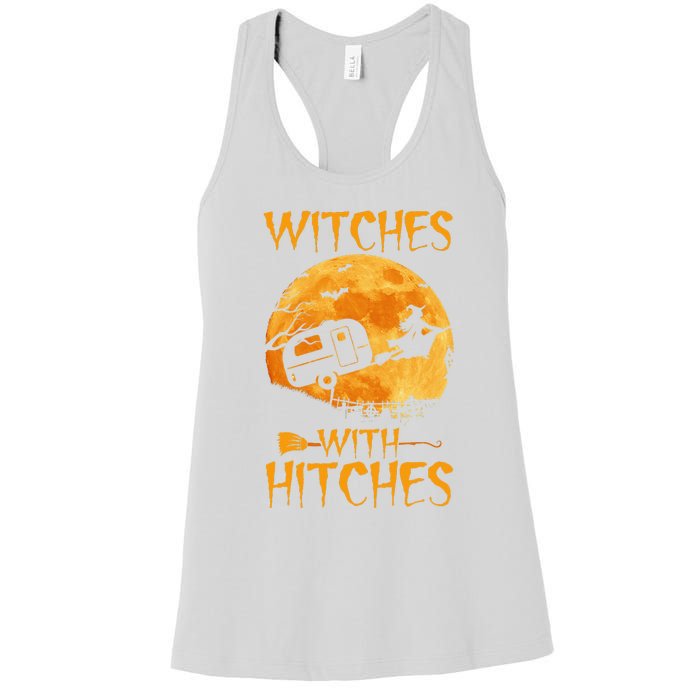 Witches With Hitches Trailer Funny Halloween Camping Women's Racerback Tank