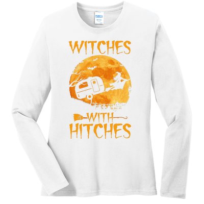 Witches With Hitches Trailer Funny Halloween Camping Ladies Long Sleeve Shirt