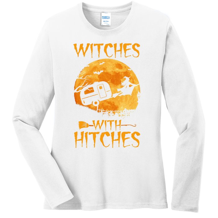 Witches With Hitches Trailer Funny Halloween Camping Ladies Long Sleeve Shirt