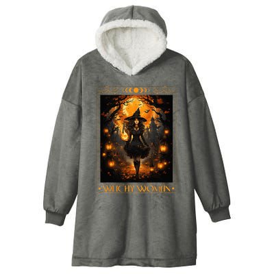 Witchy Woman Halloween Witchcraft Witch Wicca Gothic Hooded Wearable Blanket