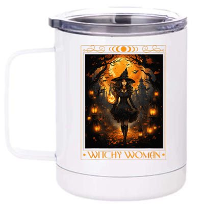 Witchy Woman Halloween Witchcraft Witch Wicca Gothic 12 oz Stainless Steel Tumbler Cup