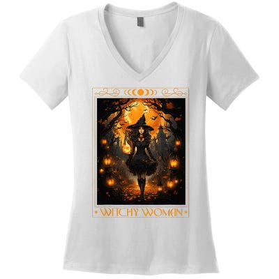 Witchy Woman Halloween Witchcraft Witch Wicca Gothic Women's V-Neck T-Shirt