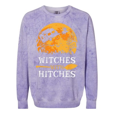 Witches With Hitches Funny Halloween Camping Gift Camper Colorblast Crewneck Sweatshirt