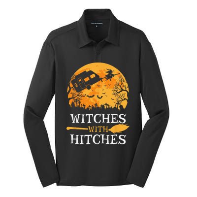 Witches With Hitches Funny Halloween Camping Gift Camper Silk Touch Performance Long Sleeve Polo