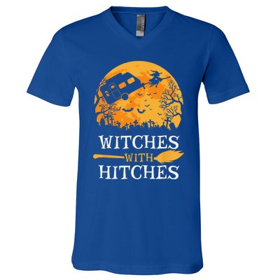 Witches With Hitches Funny Halloween Camping Gift Camper V-Neck T-Shirt