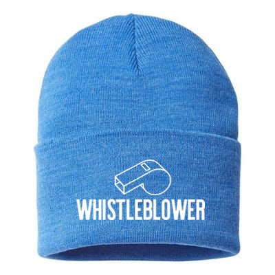 Whistleblower Whistle Halloween Costume Impeach Trump Meme Gift Sustainable Knit Beanie