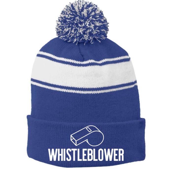 Whistleblower Whistle Halloween Costume Impeach Trump Meme Gift Stripe Pom Pom Beanie