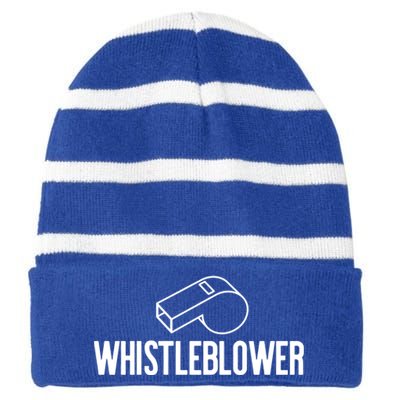 Whistleblower Whistle Halloween Costume Impeach Trump Meme Gift Striped Beanie with Solid Band