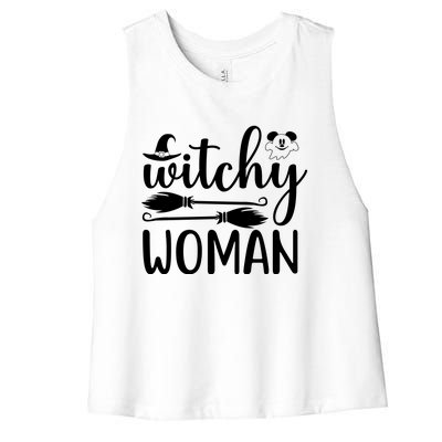 Witchy Woman Halloween Quote Women's Racerback Cropped Tank