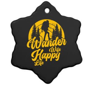 Wander Wife Happy Life Nature Wanderer Hiking Mountaineer Gift Ceramic Star Ornament