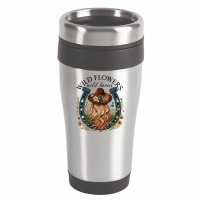 Wildflowers Wild Horses Western Boho Country Music 16oz Travel Tumbler