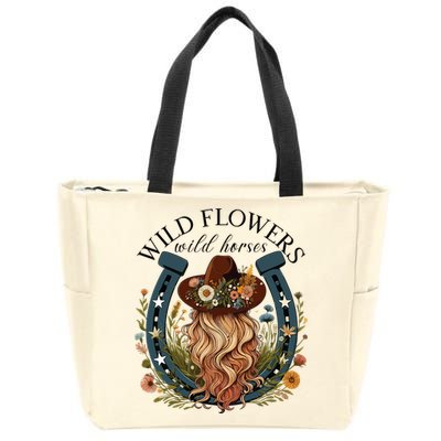 Wildflowers Wild Horses Western Boho Country Music Zip Tote Bag