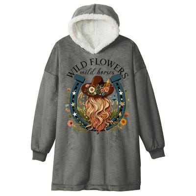 Wildflowers Wild Horses Western Boho Country Music Hooded Wearable Blanket