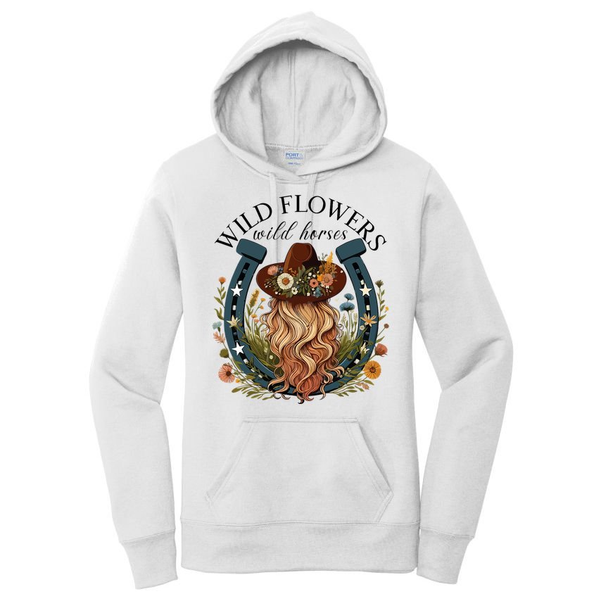 Wildflowers Wild Horses Western Boho Country Music Women's Pullover Hoodie