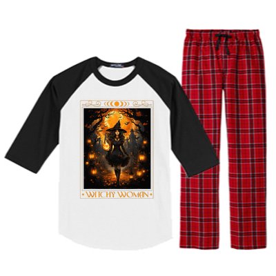 Witchy Woman Halloween Womens Witchcraft Witch Wicca Gothic Raglan Sleeve Pajama Set