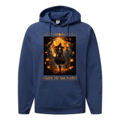 Witchy Woman Halloween Womens Witchcraft Witch Wicca Gothic Performance Fleece Hoodie