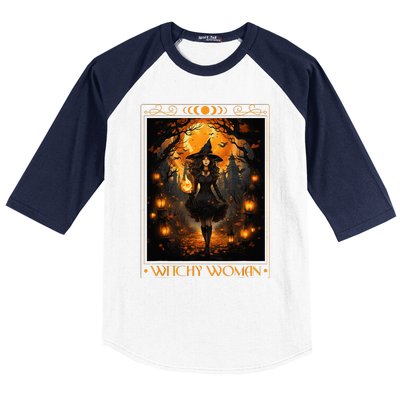 Witchy Woman Halloween Womens Witchcraft Witch Wicca Gothic Baseball Sleeve Shirt