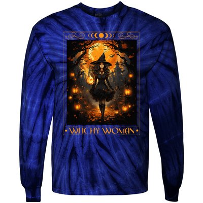 Witchy Woman Halloween Womens Witchcraft Witch Wicca Gothic Tie-Dye Long Sleeve Shirt