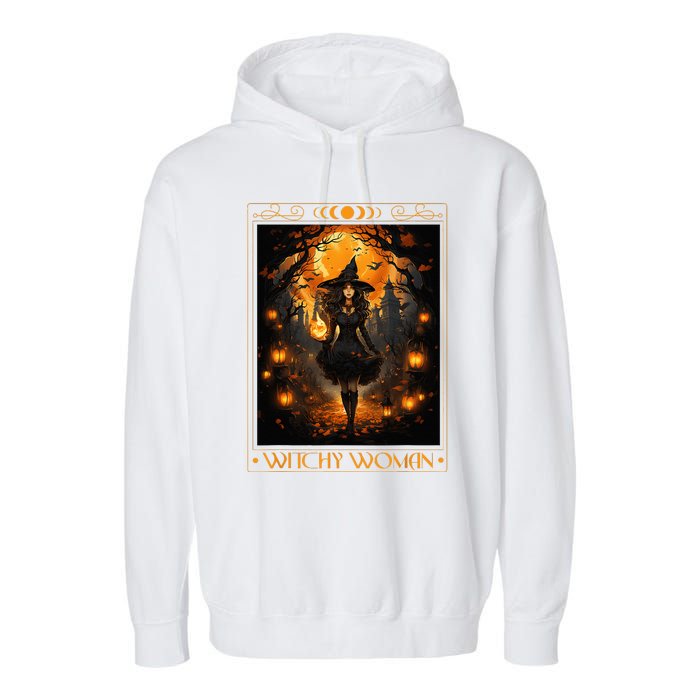 Witchy Woman Halloween Womens Witchcraft Witch Wicca Gothic Garment-Dyed Fleece Hoodie