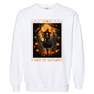 Witchy Woman Halloween Womens Witchcraft Witch Wicca Gothic Garment-Dyed Sweatshirt