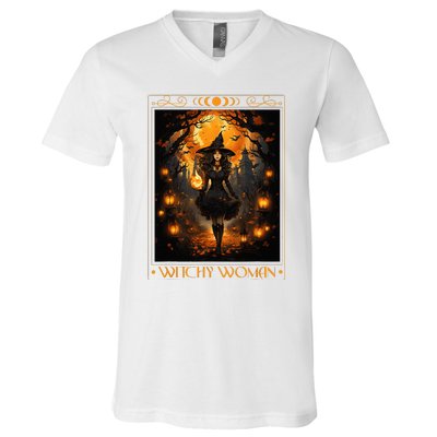 Witchy Woman Halloween Womens Witchcraft Witch Wicca Gothic V-Neck T-Shirt